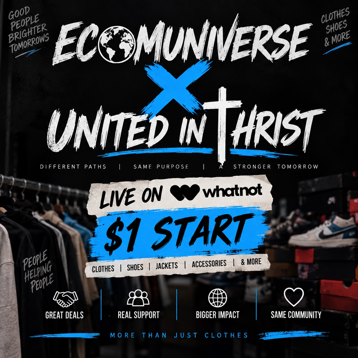 EcomUniverse × United In Christ campaign flyer
